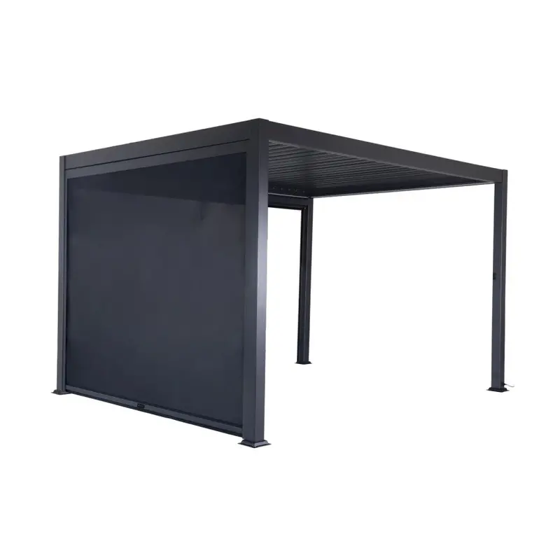 3M X 3M Charcoal Fitted Pergola Side Screen – Uv-Stable Tensioned Panel 1