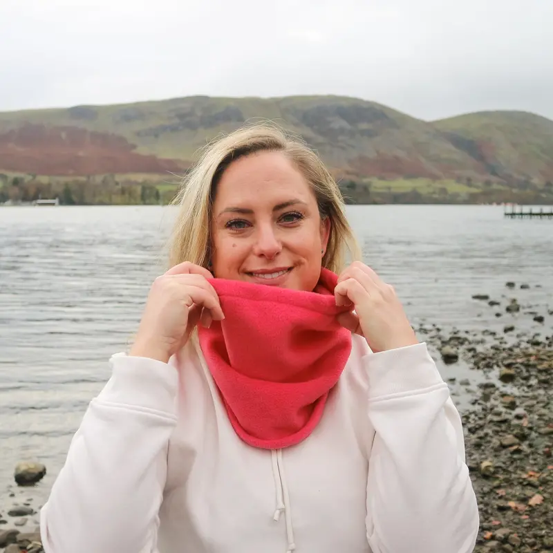 Coral-Colored Reversible Neck Warmer 1