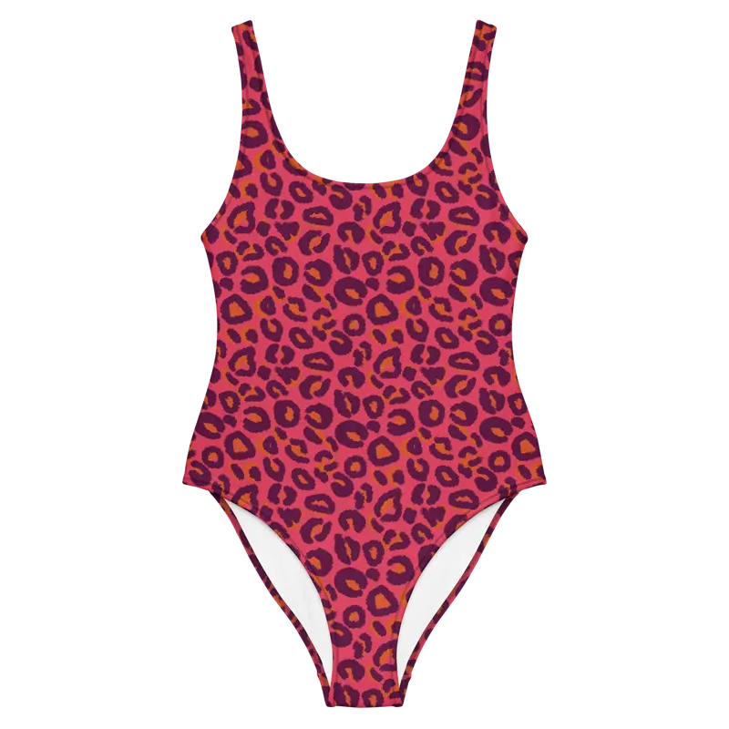 Coral Leopard Print Swimsuit 1