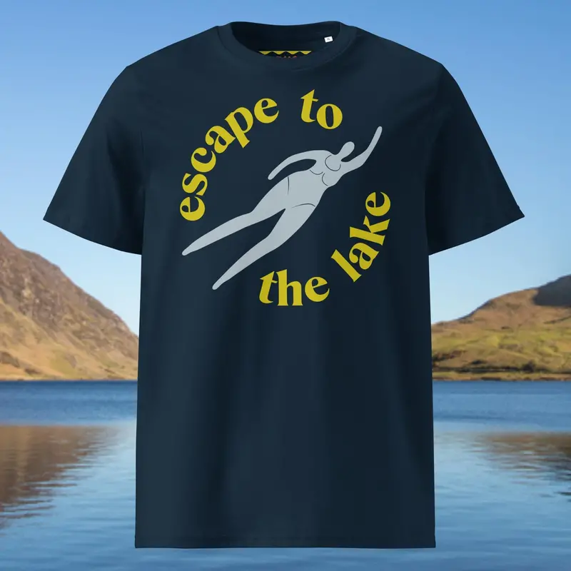 Escape To The Lake Unisex Organic Cotton T-Shirt – Serene Outdoor Retreat Theme 1