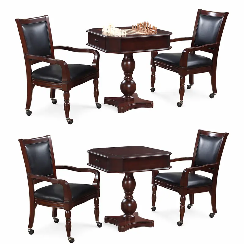 Fortress 28-Inch 3-In-1 Pedestal Game Table – Chess, Checkers & Backgammon Set With Chairs 1