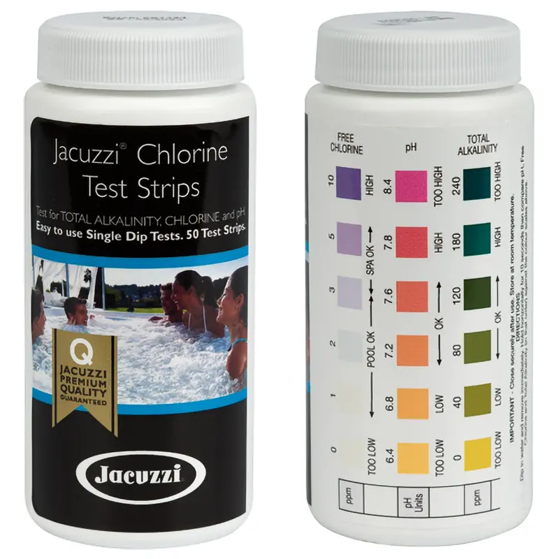 Jacuzzi Chlorine Test Strips – 50-Count Quick-Dip Kit 1