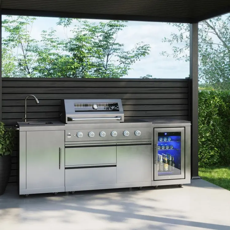 Monster Grill Outdoor Kitchen: 4-Burner Propane Bbq, Built-In Fridge & Sink 1