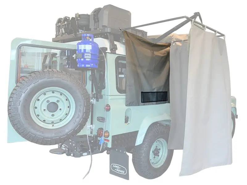 Shower Cubicle Curtain With Integrated Storage Caddy 1